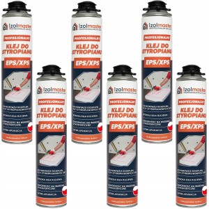 6 x Klej do styropianu pistoletowy EPS XPS pianka klejąca 750ml IZOLMASTER