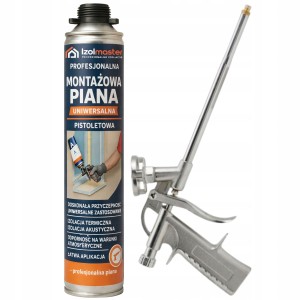 Pianka Montażowa Pistoletowa Niskoprężna 750ml Izolmaster PU Uniwersalna + Pistolet