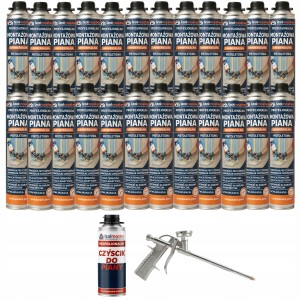 24 x Pianka Montażowa Pistoletowa Niskoprężna 750ml Izolmaster PU Uniwersalna + pistolet + czyścik