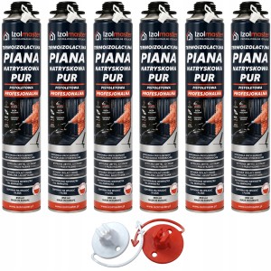 6 x Piana PUR Pianka Natryskowa Termoizolacyjna Izolmaster 850ml+2 dysze GRATIS