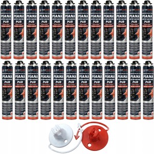 24 x Piana PUR Pianka Natryskowa Termoizolacyjna Izolmaster 850ml+2 dysze GRATIS